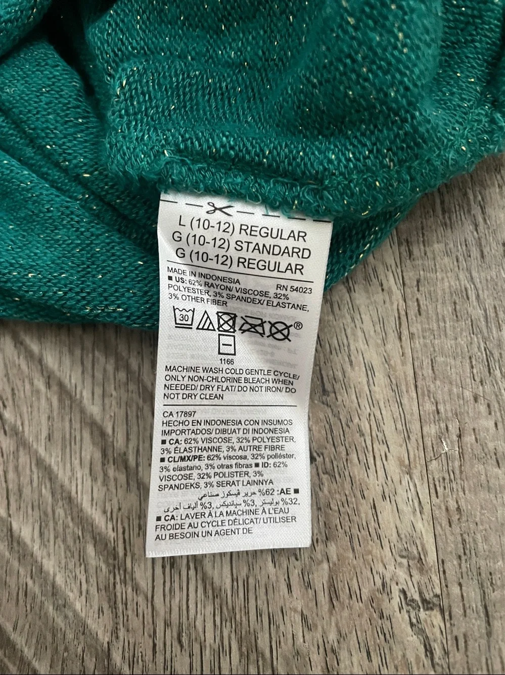 Old Navy Teal Metallic-Knit 3/4  Sleeve Top